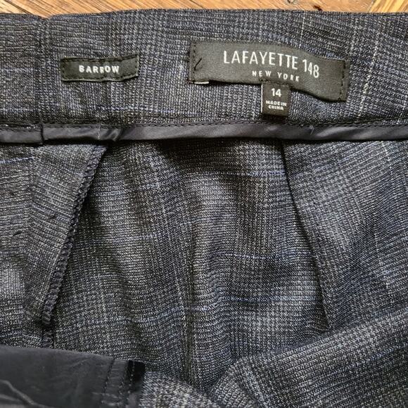 Lafayette 148 Barrow gray wool plaid pants size 14 - Picture 4 of 5